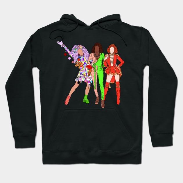 Gigi Goode, Jaida Essence Hall and Crystal Methyd Hoodie by doctorbihcraft